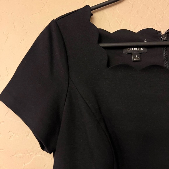 Talbots Black Shift Dress with Scalloped Edges - Picture 4 of 15